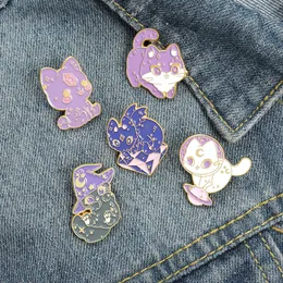 Witch Cat Cartoon Animal Emalj Brosches Pin For Women Fashion Dress Coat Shirt Demin Metal Funny Brosch Pins Badges Promotion Gift Ny design