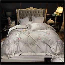 Sets Bedding Supplies Textiles Home & Garden Drop Delivery 2021 Svetanya 600Tc Egyptian Cotton European Style Embroidery Set Pillow Cases Fla