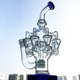 11 Inch 14mm Female Joint Rig Matrix Perc, Hookahs Octopus Arms Pipes recycler Water Glass Bong 4mm Thick Pipe Oil Dab Rigs