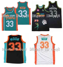 TOP QUALIDADE 33 Jackie Moon Flint Tropics Jersey Green White Black College Basketball 100% Tamanho STICHED S-XXXL