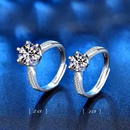 ジュエリーモイサナイト1ct Moianit for女性の婚約かわいいダイヤモンドの女性の高級Crytal Ilver 925クラウンリング