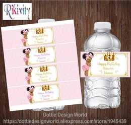 20 Niestandardowe Dark Royal Girl Princess Birthday Water Bottle Wino Champagn Etykiety Candy Bar Naklejka Naklejka Baby Shower Decoration 211015