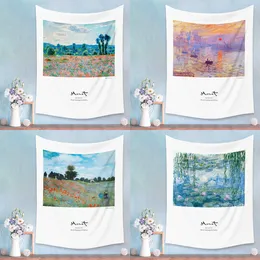 Bela paisagem tapeçaria de parede pendurado casa decoração Ins estilo primavera flor tapeçarias para Dom Decoração 210609