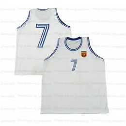 Özel Toni KUKOC # 7 Basketbol Jersey Erkek Dikişli Beyaz Herhangi Bir Ad Numarası Formalar