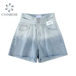 Sommar Jeans Shorts Kvinnor Hight Waist Pocket Loose Korean Short Pants Harajuku Streetwear Wide-Ben Denim Kvinna 210515