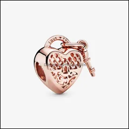 チャームジュエリー調査結果コンポーネント100％925 Sterling sier love you Heart Padlockフィットオリジナルヨーロッパのチャームブレスレットファッションdr dr