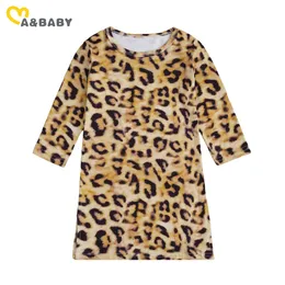 6M-5Y Spring Autumn Toddler Baby Kid Child Girls Leopard Dress For Long Sleeve Straight Clothes Costumes 210515