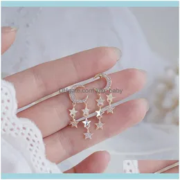 Dingle juvelrydangle ljuskrona korea som säljer modesmycken utsökta zirkonstjärna tasselhänge örhängen eleganta kvinnor månfest droppe