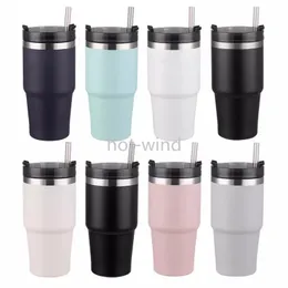 30oz Dubbelvägg Rostfritt stål Vakuumkolv Bärbar bilisolerad Tumbler med lock Halm Utomhus Thermos Cup Tour Kaffe Koppar EE0216