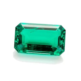 3 sztuk 9 * 7mm Green Top Quality Emerald Cut Lab Lab Diament i 2 Sztuk Trójkąt O0.5CT White Moissanite Gemstone Factory Fine Jewelry H1015