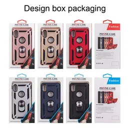 För iPhone 13 12 Pro Max telefonfall Moto G Stylus 2021 5G Ringhållare Bilmagnetisk stötsäker CACE Samsung Galaxy A12 A32 A82 LG K51S K53 Harmony 4 Design Box Packaging