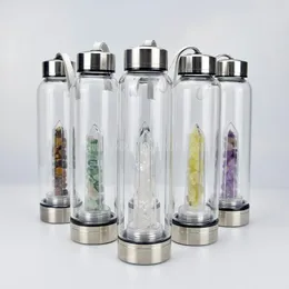 Ny naturlig kvarts Gem Glass Water Bottle Direct Drinking Glass Crystal Cup 8 Styles DHL Fast FY4948 CN16