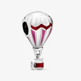 Аутентичные 925 серебряные бусины браслеты красный горячий воздушный шар шарм шарм шарм слайд шарнирные бусины подходит для европейских ювелирных изделий в стиле Pandora