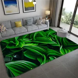 Green Leaves 3D Mat For Living Room Soft Carpet For Bedroom Washable Anti-slip Floor Rug Kitchen Bathroom Mat Doormat Nordic 210317
