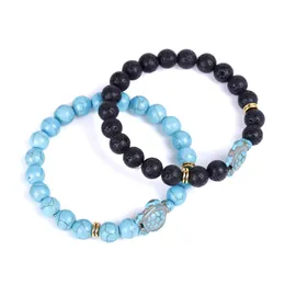 Gu Jin Double Ring Lansong Animal Shape Tortoise Hand String Lansong Volcanic Stone Aromatherapy Dripping Oil Fashion Bracelet