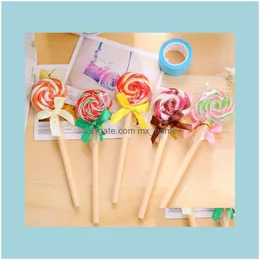 Pisniki żelowe pisanie biznesowe 24PCS/LOT KAWAII Lollipop Design 0,5 mm czarny atrament Ballpoint Signature Ball Pen Pen Office School S.