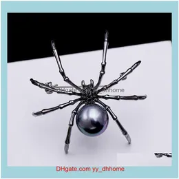 Anstecknadeln, Broschen Schmuck Übertriebene schwarze Spinne Zirkon High-End Lustige Persönlichkeit Weibliche Brosche Mode Kreative Pin Frauen Drop Lieferung 202