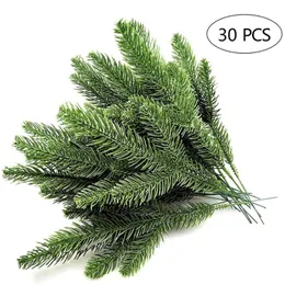 Christmas Decorations 30pcs Tree Artificial Pine Branches Green Leaves Needle Garland Home Garden Embellishing Plants Needles