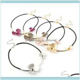 Necklaces & Pendants Jewelrytrendy Colorful Clover Flower Choker Metal Polyester Thread Necklace Women Fashion Jewelry Kolye Bijoux Femme Co