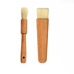 Wooden Oil Brushes Wood Handle Baking BBQ Tools Grill Pastry Butter Honey Sauce Basting Bristle Round Flat Brush Baking Free DHL HH21-858