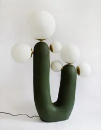 Lampade da terra EST Designer Flower Green Resin E27 G9 LED Colore caldo Cactus Art Decor Light per soggiorno Glassato Glassato