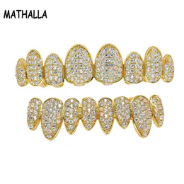 Mathalla Hiphop Brack Grill Cubic Zirconia Halloween Топ и нижний Грильц Стоматологические зубы Кузов Орнаменты Унисекс