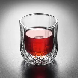Vinglas 250 ml dubbel Whisky Cup Creative Diamond Cocktail Glass Hög temperatur Runda bar Drinking Glasse Wall Juice