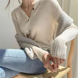 Fashion Solid Knitted V-Neck Thin Spring Hollow Out Chic High Waist Office Lady Women Gentle Slim Sweaters 210525