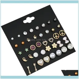 Jewelry20 Supurs Moda Kadın Küpe Seti İnci Kristal Saplama Kadın Basit Modaya Düzenli Mücevher Sebzesi Avize Drop Teslimat 2021 Tycfa