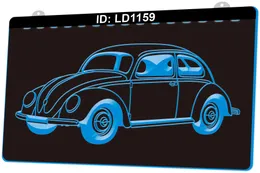 LD1159 Classic Volkswagen Beetle 3D gravura LED sinal de luz atacado