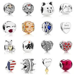 Ny 2021 100% 925 Sterling Silver Kattunge och valp Kärlek Charm Fit DIY Original Bracelet Fshion Smycken Gift