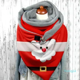 Eşarp 40 Sıcak Noel Karikatür Baskı Çift Düğme Eşarp Santa Claus Yumuşak ve Rahat Düğme Çantası