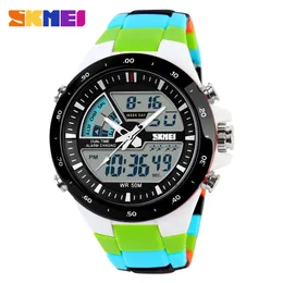 SKMEI Sport Watch Men Army Dive Casual Alarm Clock Analog Waterproof Military Chrono Dual Display Wristwatches Relogio Masculino X0524