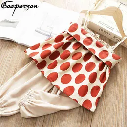 Girls Clothes Set Summer Strap Clothing Suit Red Dot Shirt and Pants New Fashin 2019 2 Pcs Baby Girl's Clothes Sets G220310