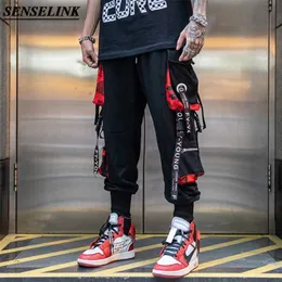 Men Casual Hip Hop Cargo Pants Spring Trend Loose Hip Hop Streamers Street Dance Pants Stretch Multi-Pocket Cargo Men Pants 211013