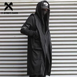 11 BYBB's Dark Wizard Cape Cloak Fałszywy Dwa Kurtka Mężczyźni Gothic Punk Streetwear Coats Funkcja Tactical Hoody Windbreaker 211126