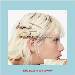 Hair Jewelry Jewelryhair Clips & Barrettes 4Pcs Set Cro Color Sequins Bling Cute Clip Sweet Preppy Kawayi Harajuku Stylish Fashion Slash Dro