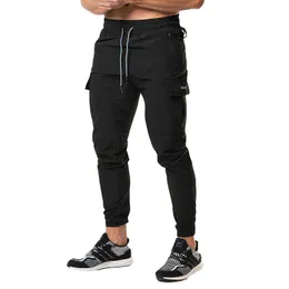 New Joggers Overalls Men Casual Skinny Pants Multi-pocket Trousers Male Track Pants Gym Fitness Training Bodybuilding Sport Pant G0104