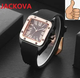 Top Vendedor Mens Womens Roman Square Relógios com borracha Silicone Strap Sports Watch Black Blue Brown Dial relógio de pulso com boa qualidade