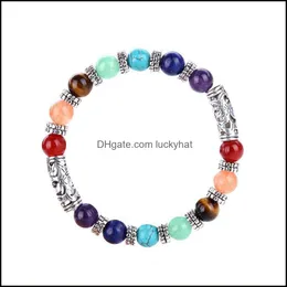 Braccialetti con ciondoli Jewelrywomen Mens 7 Chakra Healing Balance Beads Antique Buddha Prayer Natural Stone Yoga Bracciale Bangle Cuffs Will And San