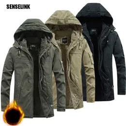 Homens Algodão Jaqueta de Inverno Acolchoado Meio-Comprimento Quente Outwear Neve Casacos Windbreaker Multi-bolso Marca Parka 211110