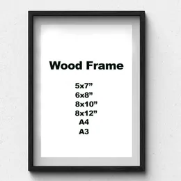 Nature Solid Simple Holzrahmen A4 A3 Schwarz Weiß Holzfarbe Bilderrahmen mit Matten für die Wandmontage Hardware im Lieferumfang enthalten 210611