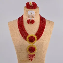 Halsband örhängen set majalia vin nigerianska bröllop kvinna smycken afrikanska set ls-08Arrings