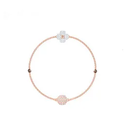 Shijia Crystal Fashion Charm Двусторонние клевера Магнитная пряжка Браслет с бриллиантами Черно-белая Счастливая трава Женщина