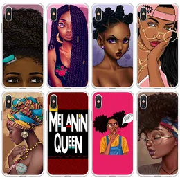 Designer Melanin Poppin Telefone Caso Black Girl Caso suave Caso Africano TPU Capa para iPhone Apple 7 8Plus XR X Max 11 12 13 14 Pro