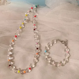 Set di collane con bracciale in rilievo colorato fatto a mano per gioielli da donna per feste di compleanno per ragazze