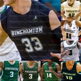 مخصص Binghamton Bearcats كرة السلة الفانيلة Sessoms جورج تينسلي برينتون ميلز بيير ريتشارد كالدويل جونيور