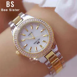 Uhren Frau Berühmte Marke Kristall Uhr Frauen Kleid Uhr Gold Quarzuhren Weibliche Edelstahl Armbanduhren Uhr 210527