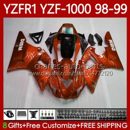 OEM Fairings for Yamaha YZF-R1 YZF1000 YZF R 1 1000 CC YZFR1 98 99 00 01 Bodywork 82No.104 YZF R1 1000CC 1998 1999 2000 2001 YZF-1000 98-01 Motorcykel Body Silver Orange Kit