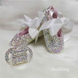bowknot Custom Sparkle Bling Crystals Стразы Baby Girls Обувь младенческая 0-1, ленты для ленты принцессы Обувь первые ходунки для волос 210326